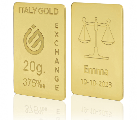Gold ingot Good Luck Charms - Libra - 9Kt - 20gr IGE GOLD